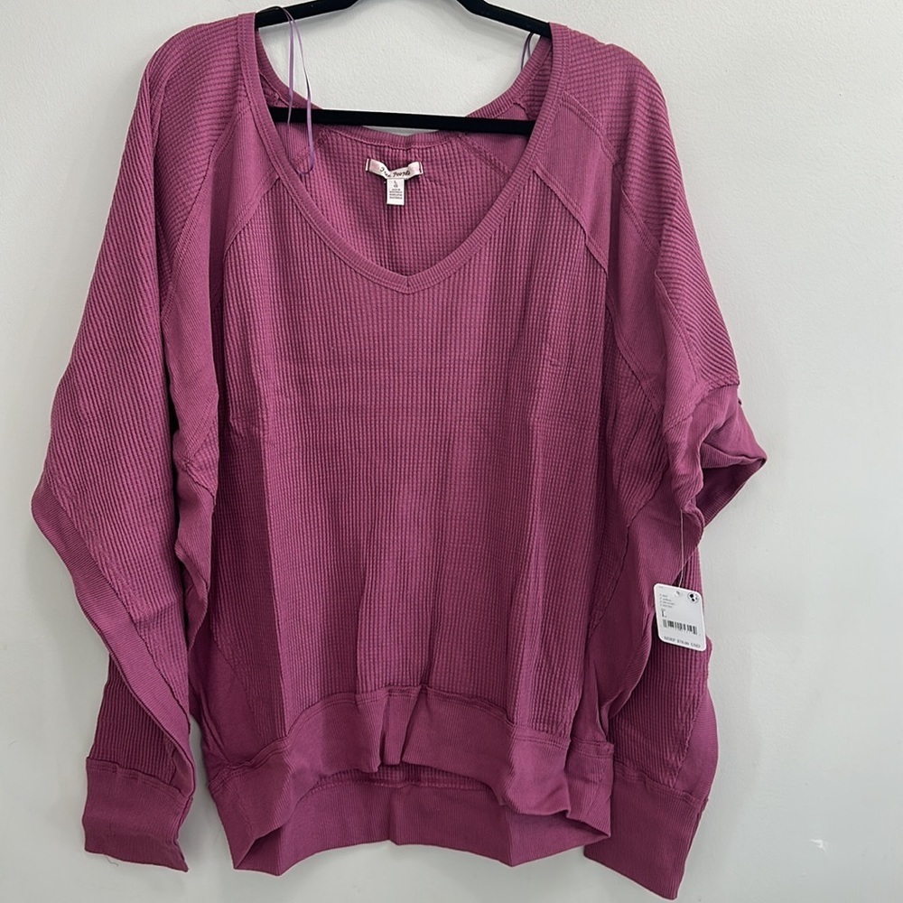 Free People Santa Clara Thermal Mulberry Top